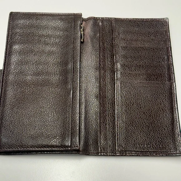 Bulgari Dark Chocolate Brown B Zero Bifold Leather Wallet Vintage - Picture 9 of 14